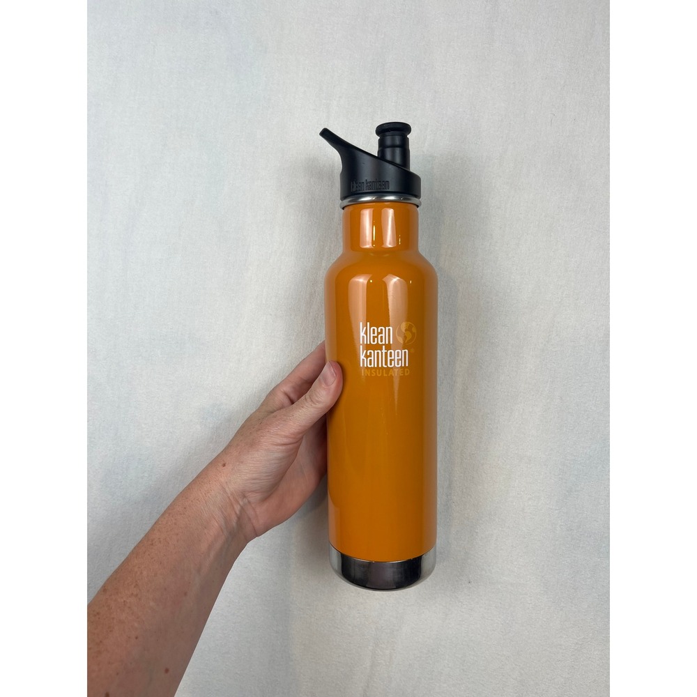 NWOT Klean Kanteen Insulated Water Bottle 20oz Orange Stainless Steel Sport Cap